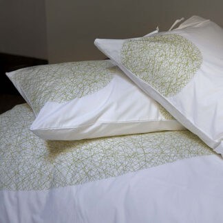 Luxury embroidered bed linen with bold organic DOTS